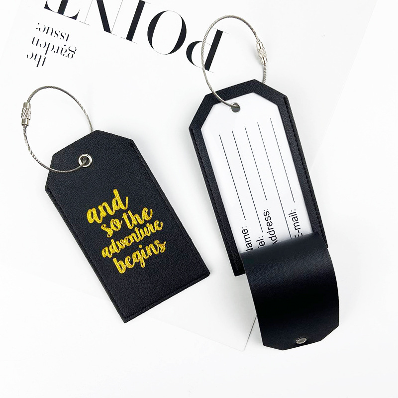 En stock tarjeta de embarque de cuero bronceado grueso de doble cara transfronteriza con tarjeta de papel de firma etiqueta de equipaje pu etiqueta de equipaje