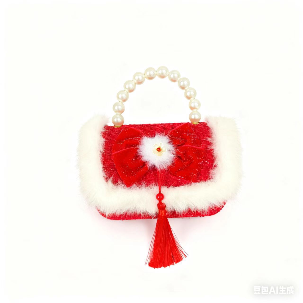 Bolso de la princesa portátil de perlas de Año Nuevo gran rojo para niños bolso de Año Nuevo bolso de chicas bolso de cadena pequeña bolsa de accesorios de viento fragante