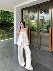 女性用ニッチノンコリジョンスーツ、夏のバックレスチューブトップサスペンダー、韓国風シックな新しいフロアレングスワイドレッグパンツの完全なセット