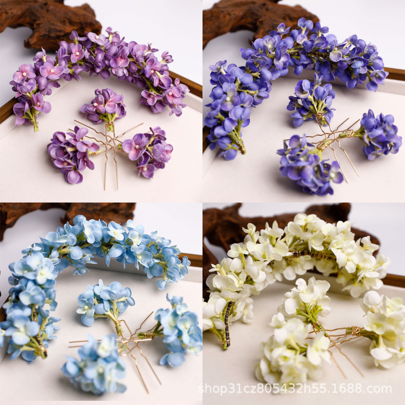 New Chinese-Style Artificial Flower Headpiece with a Forest-Like Fairy Vibe for Brides, Suitable for Weddings, Hanfu Dresses, and Outdoor Photoshoots