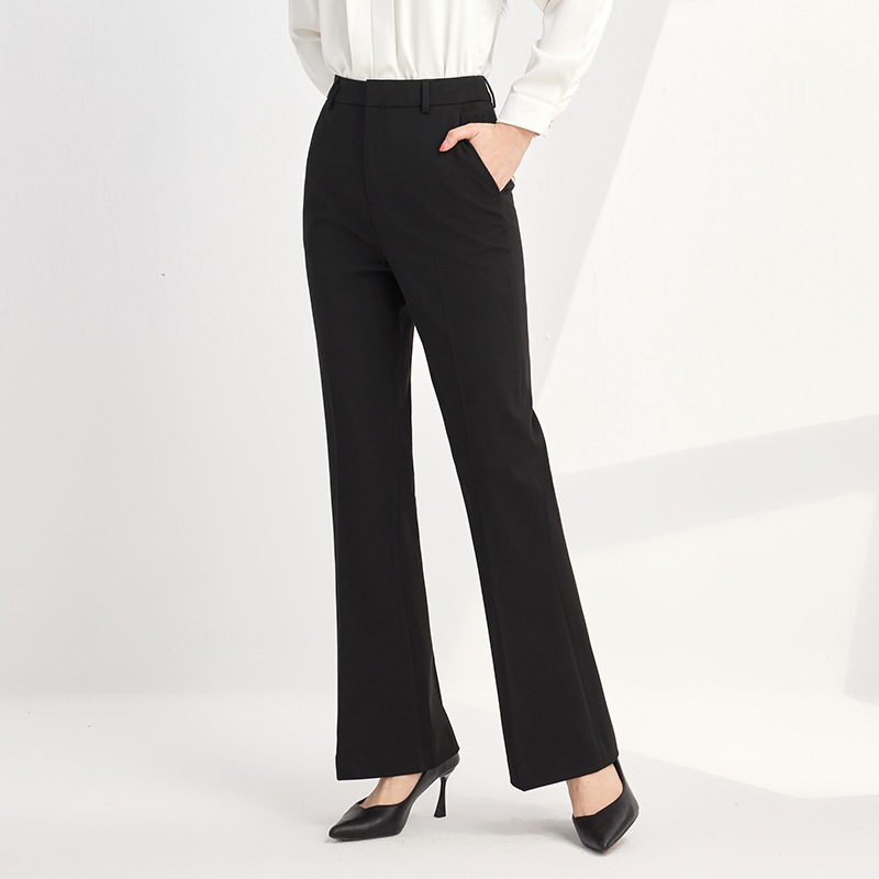 Yintu Black Suit Pants for Women 2024 Spring & Fall High-Waist Slim Micro-Flared Straight Pants Draped Wide-Leg Pants