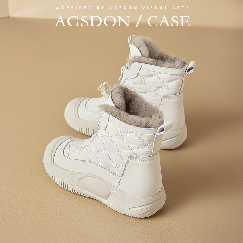 Botas de nieve para mujeres 2025 nuevas botas de invierno de terciopelo gruesas Martin al aire libre zapatos de algodón blanco grueso
