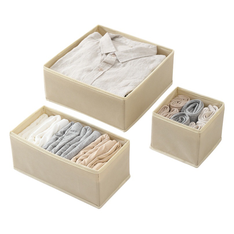 Almacenamiento de tela no tejida plegable conjunto de seis piezas traje ropa interior sujetador caja de almacenamiento calcetines cajón caja de almacenamiento