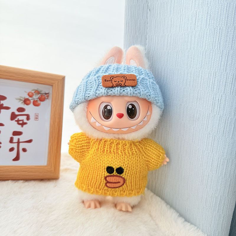 Solo ropa] Llavero de primera y segunda generación Labubu colgante de ropa Rabubu ropa de bebé suéter de punto traje de sombrero