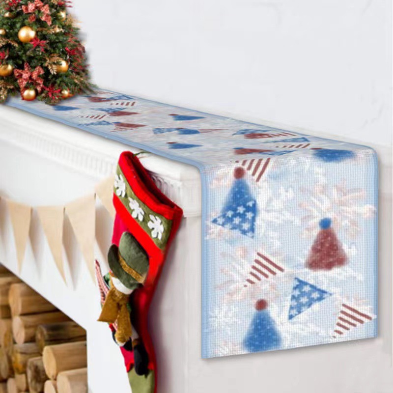 7.14 Día de la Independencia de los Estados Unidos bandera de mesa mesa de té decoración de mesa de aislamiento térmico lino impresa mesa decoración de tela