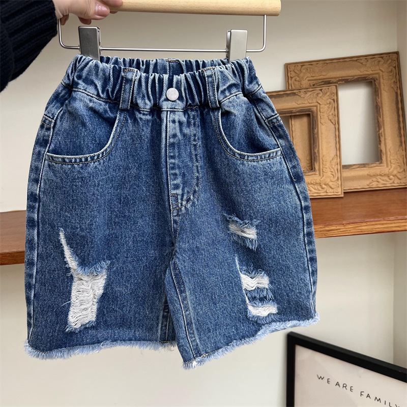 Poletne otroške kratke hlače Beggar v ameriškem slogu, raztegnjene s petimi delnimi dolžinami, vsestranske jeans hlače za fantke in deklice._voghion.com