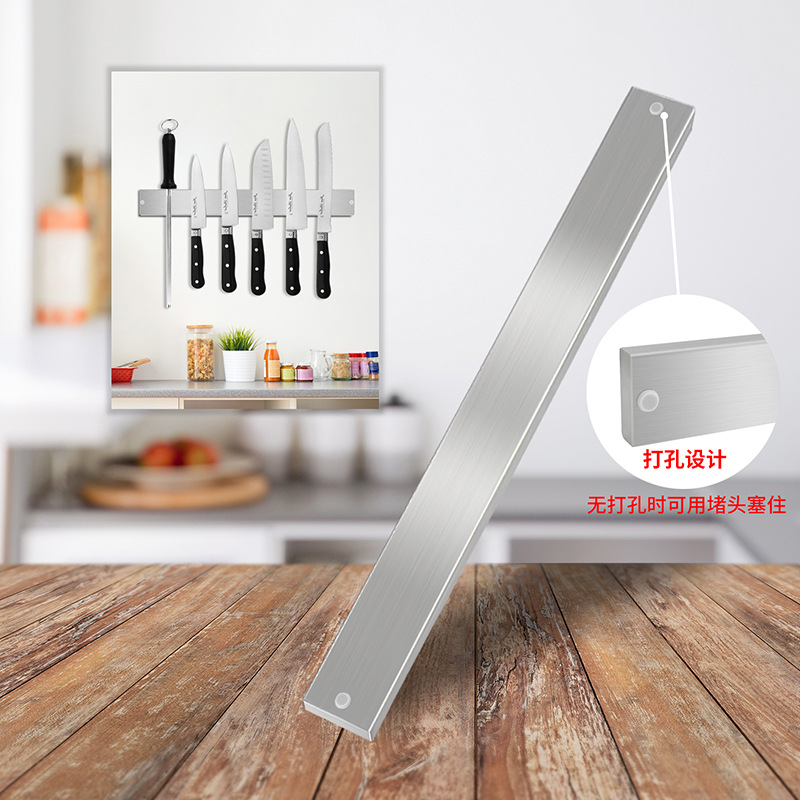 304 de acero inoxidable magnético cuchillo titular montado en la pared imán cuchillo titular Punch-libre cuchillo de almacenamiento de rack de cocina magnética cuchillo titular