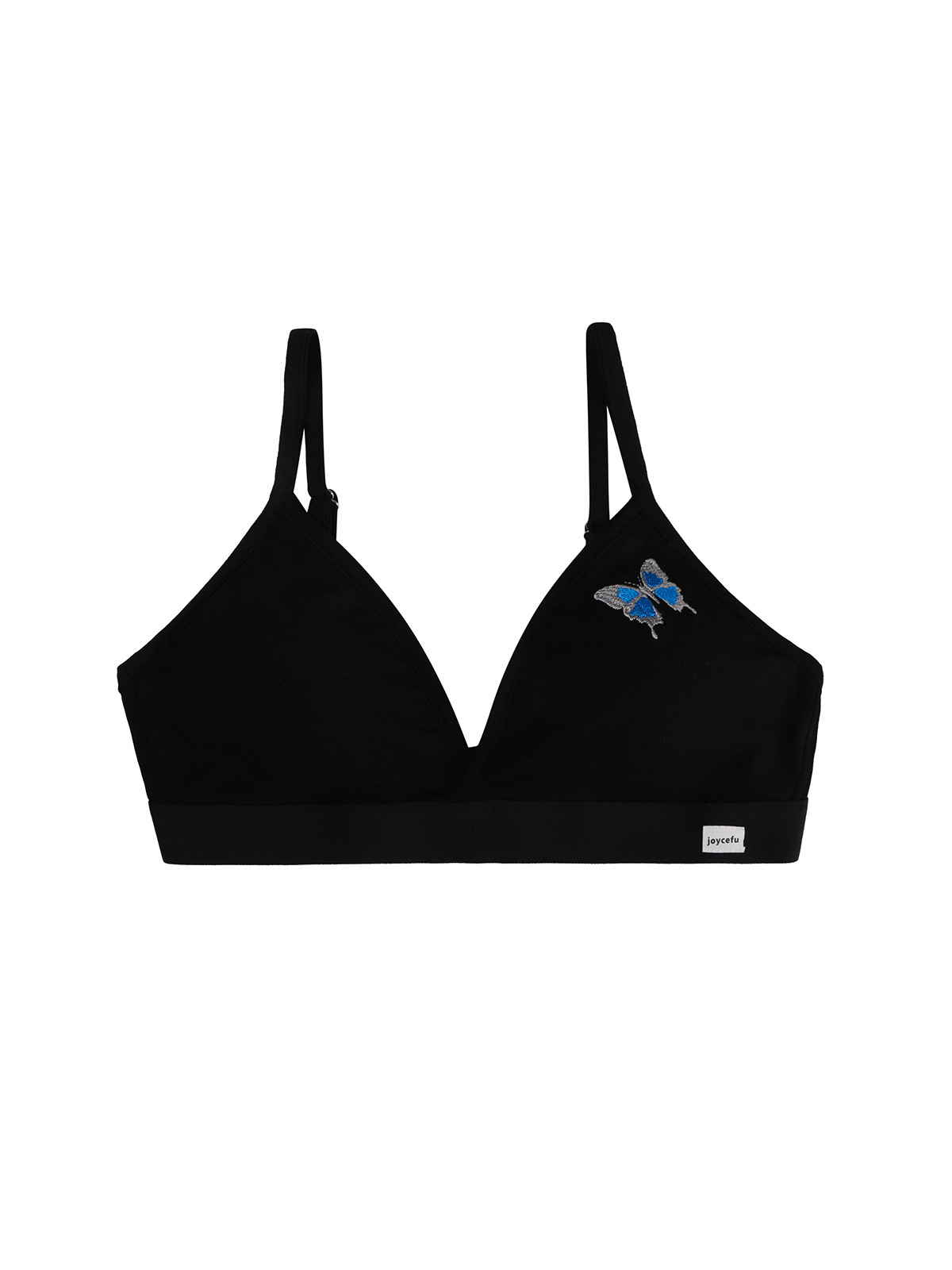 El nuevo sujetador francés de Copa triangular de lencería se reúne en un estilo deportivo simple, estampado de mariposa transpirable y sujetador delgado.