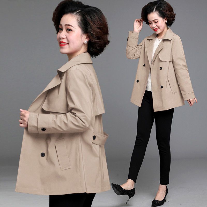 Trendy Spring and Autumn Coats for Middle-Aged Women Aged 50-60, Plus-Size Outerwear, Stylish Autumn Trench Coats for Moms