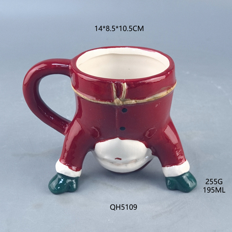 Creativo europeo y americano transfronterizo rebotado pintado a mano cerámica santa claus taza de agua en relieve cerámica decoraciones navideñas a mano