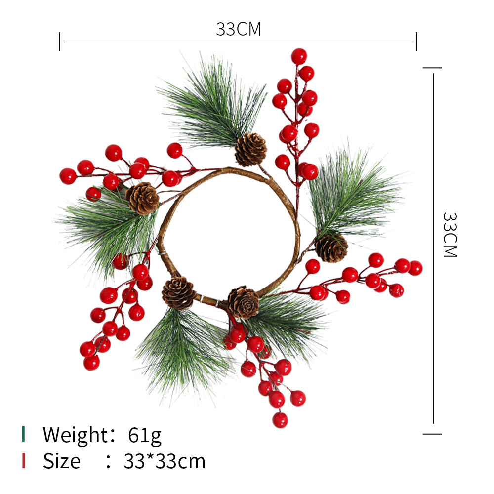 Transfronteriza nueva Navidad fruta roja Garland Navidad decoración centro comercial Hotel 33cm Berry pequeña corona ventana colgante