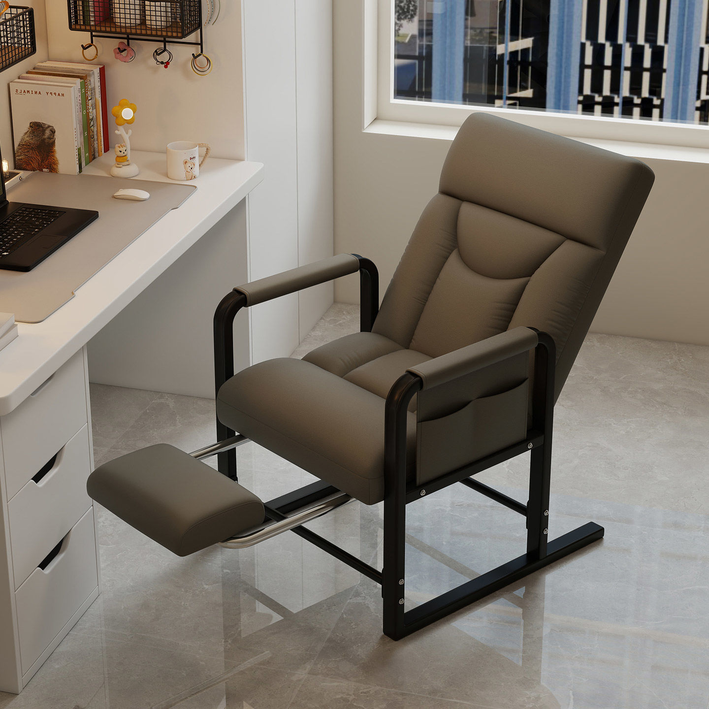 Silla de computadora silla de hogar silla de respaldo perezosa silla de escritorio silla de oficina se puede acostar silla plegable