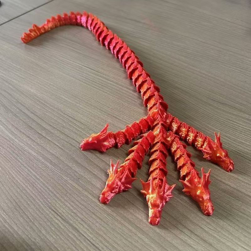 [고품질] 희귀한 마법의 실크 레드 골드 그라데이션 오두룡(뱀)