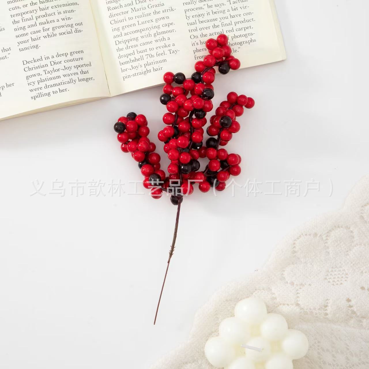 Ramas de Frutos Rojos Artificiales Plástico y PU para Bodas y Decoración del Hogar image 40