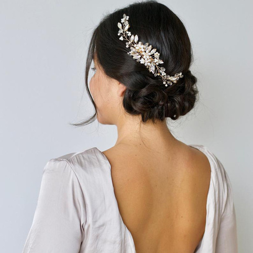 Cross-border European and American pearl and rhinestone hair combs, wedding dress accessories, hair updos, bridal jewelry wholesale