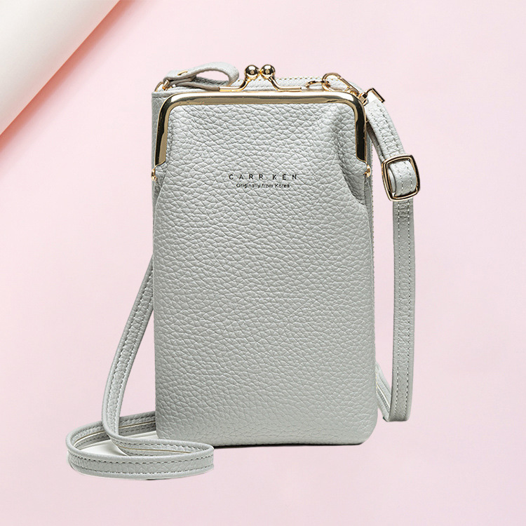 Bolso del teléfono móvil del patrón del lichi bolso del mensajero del hombro de las mujeres de la nueva manera de las mujeres bolso del teléfono móvil del color sólido del estilo coreano