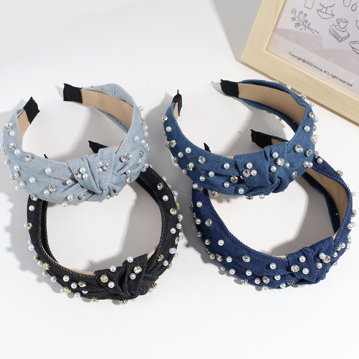 150g Weight Hair Band Hair Accessories Type 1 Piece Quantity Holiday, Daily Occasion Bow Knot Pattern Women's Gender Pearl Design Lady Bow Knot Cloth Pearl Hair Band 2