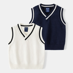 Boys Sweater Baby Sweetheart Collar Vest 2023 New Baby College Style Fashion Bottoming Shirt Tops Trendy Wholesale