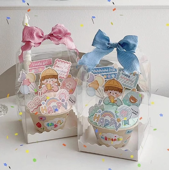 61儿童节手提蛋糕盒子2三3四8六4寸5一次性透明包装盒手提打包盒