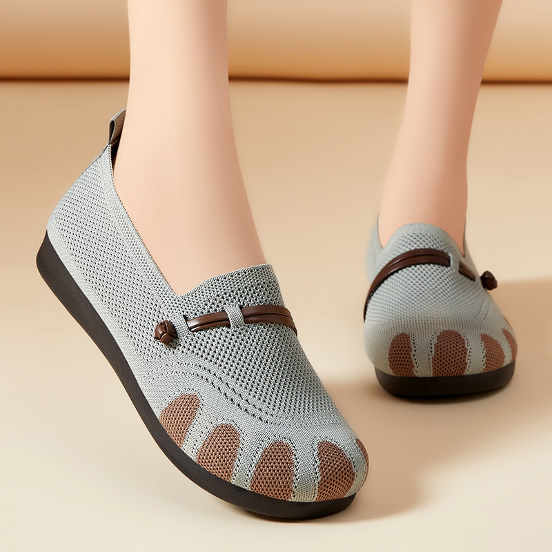 Zapatos mujer todo fósforo nuevos zapatos perezosos de boca baja de fondo plano de un pie zapatos de madre zapatos de mujer suela suave sin pies cansados zapatos casuales