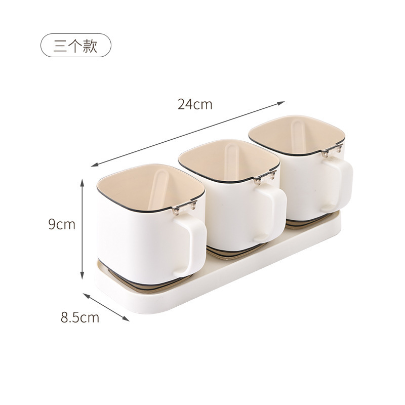 調味料調味料缶日本式キッチン調味料箱プラスチック食品級セット家庭用スプーン付き調味料缶|undefined