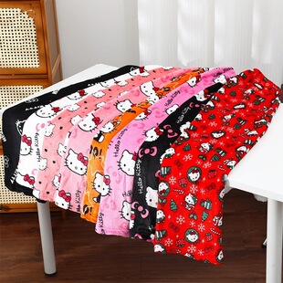 Cross-Border Halloween Cartoon Hello Kitty Thick Women's Autumn and Winter Fleece Casual Home Flannel Pants