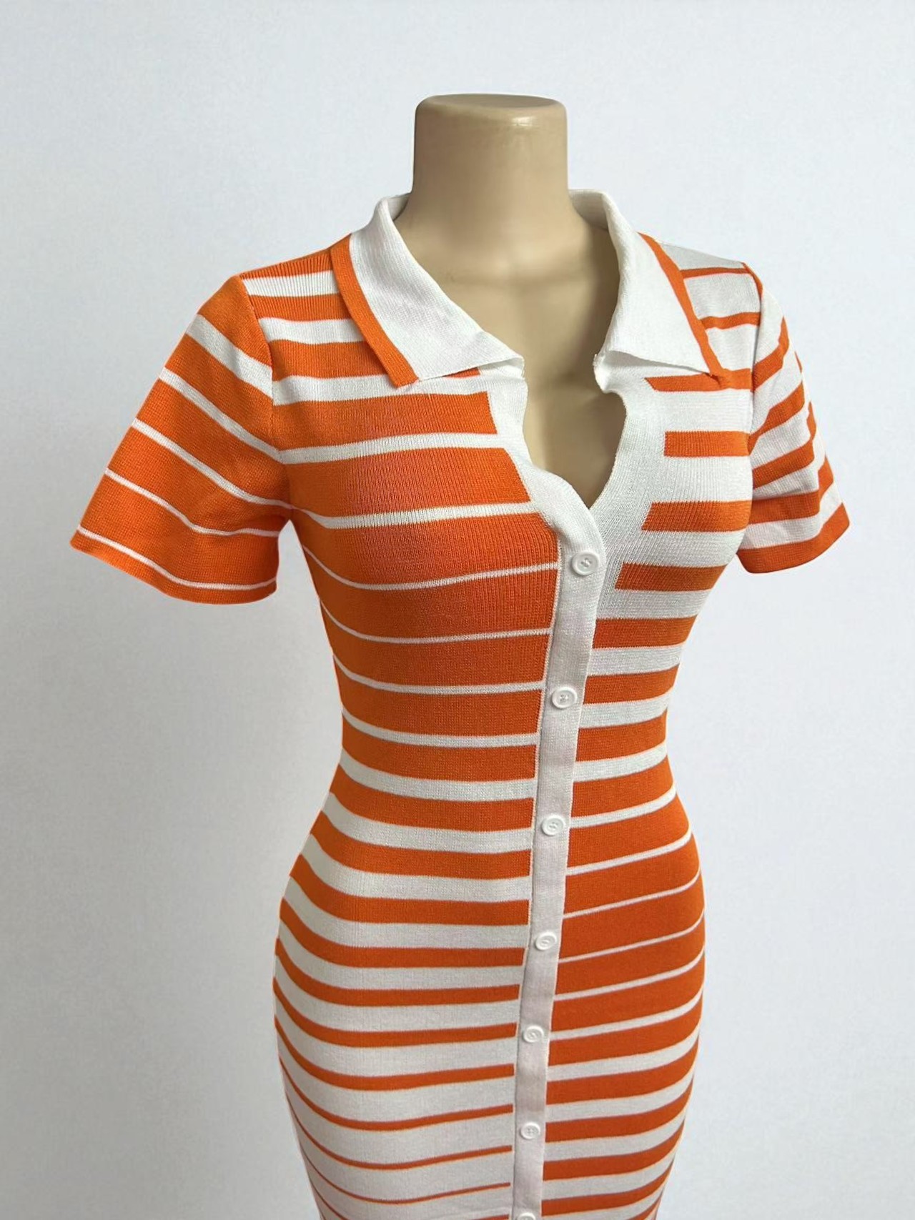 GraceChic 2025 Nuovo vestito estivo in maglia a righe bianche e nere per le donne taglie forti transfrontaliere Commercio estero africano da donna_voghion.com