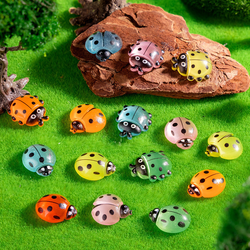 Seven-Star Ladybug Beetle Resin Crafts Micro Landscape Cream Glue Handmade Hair Accessories Hairpin Jewelry Accessories Ornaments