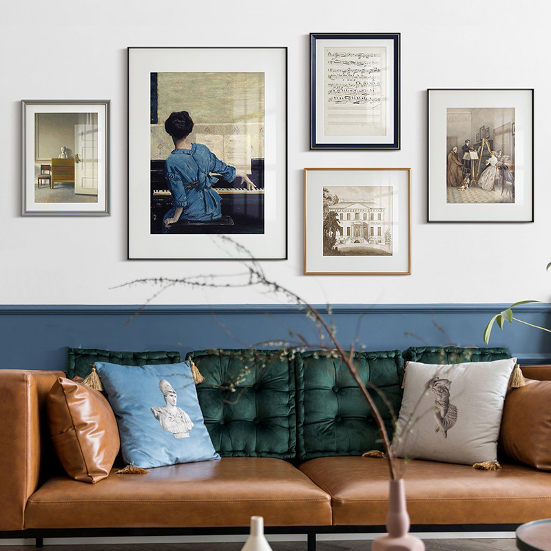 French-Style Vintage Retro Living Room Sofa Background Wall Decorative Painting French Niche Art Study Room Hanging Painting Set French-Style Vintage Retro Living Room Sofa Background Wall Decorative Painting French Niche Art Study Room Hanging Painting Set