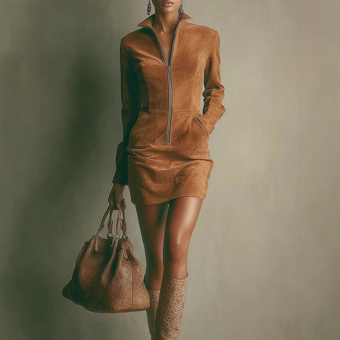 European And American Style Women's Zipper Dress Short/Sleeved Long Sleeve Autumn Winter Independent Website Exclusive_ecoleips.com