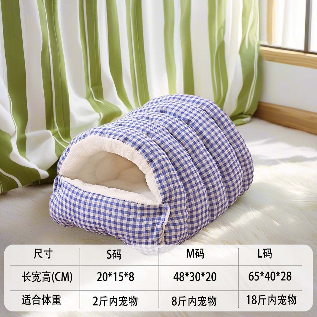 Cave cat nest blue check color