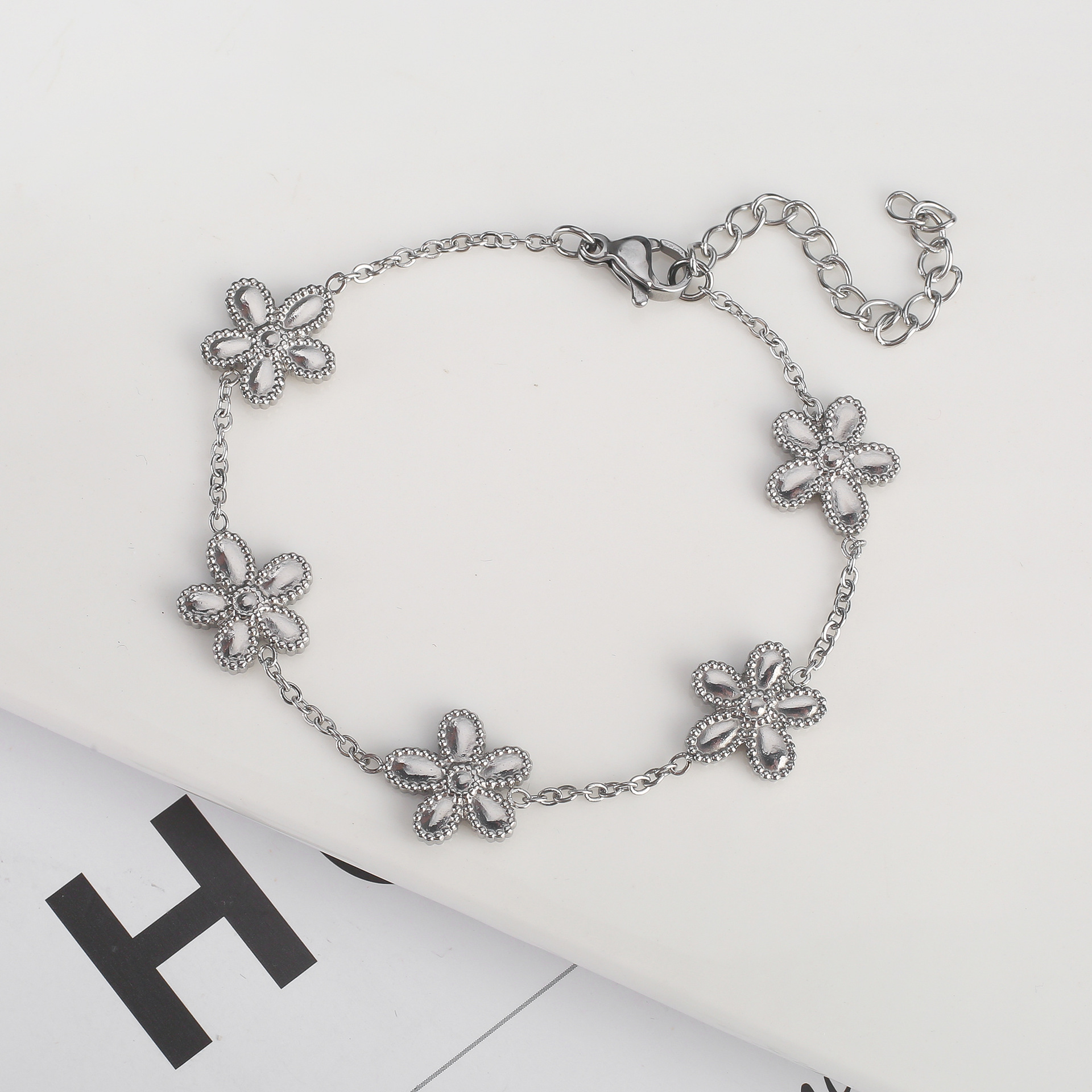 304 Stainless Steel Material 304 Stainless Steel 18K Gold Plated Simple Style Classic Style Plating Flower Jewelry Set