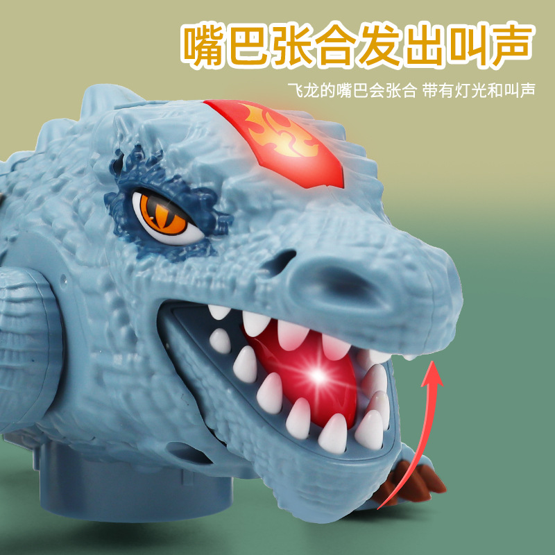 Juguetes de dragón volador cool y acrobacias eléctricas, iluminación y música, juguetes de dinosaurio rastreador universal para niños