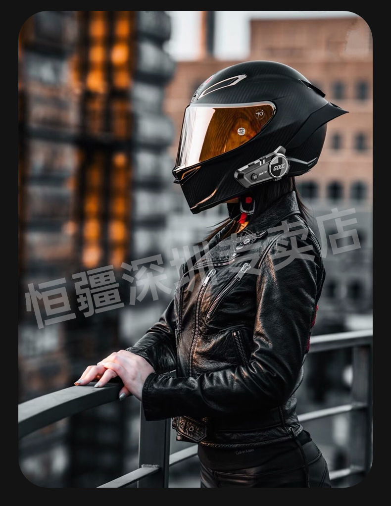 Suitable for Hengjiang-C50 Heavy Bass Motorcycle Helmet Bluetooth Headset Waterproof Noise Reduction Cycling Mesh Multi-Person Pair