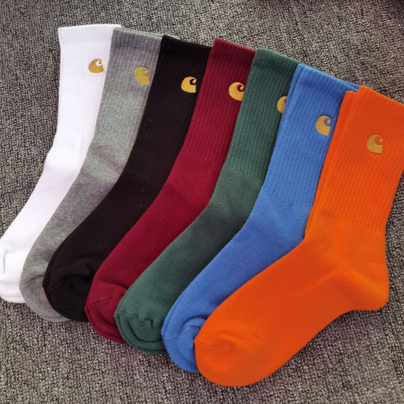 Carhartt Men's and Women's High-Top Towel-Bottom Gold Label Embroidered Trendy Sports Socks Couple Skateboard Basketball Socks
