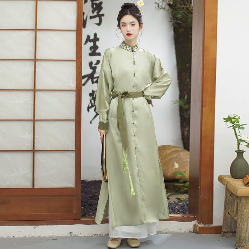 9774 весна, лето, новый реальный спот, 2024 новый китайский костюм, вышитое женское платье с длинными рукавами