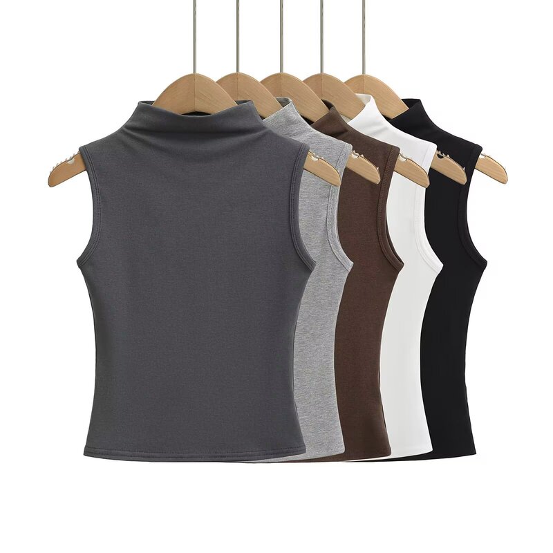 2025 Summer American Retro Solid Color Vest, Four-Season Sports Summer Small Stand-Up Collar Breathable Elastic Sleeveless Vest 2025 Summer American Retro Solid Color Vest, Four-Season Sports Summer Small Stand-Up Collar Breathable Elastic Sleeveless Vest