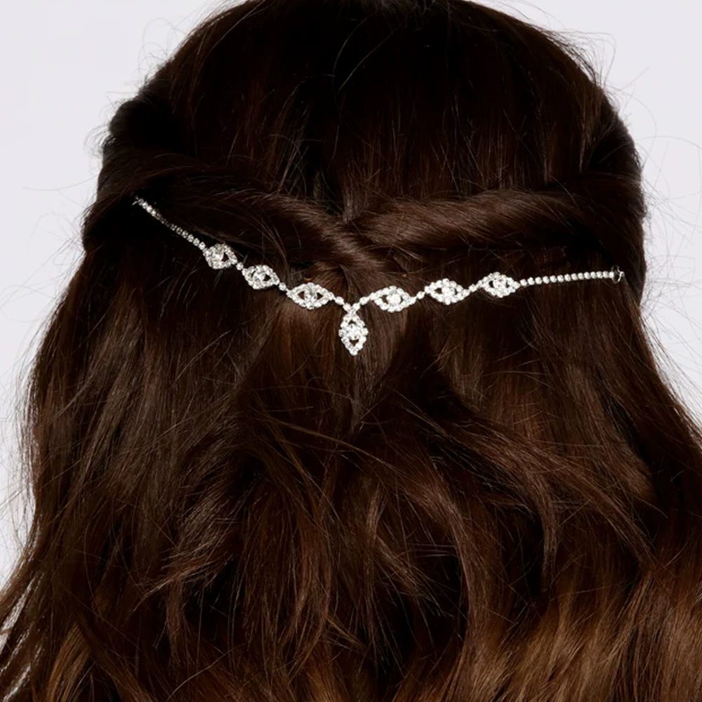 Корейская простая цепочка для волос с листьями леса для женщин, простая нишевая высококачественная заколка со стразами, свадебные аксессуары для волос