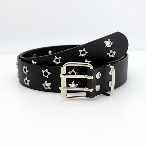 New star air eye decoration double row hole wide belt fashion pin buckle all-match punk style belt women's in stock wholesale