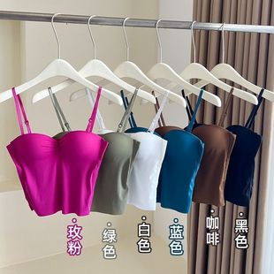 New sexy ice silk camisole women's seamless all-match Anti-exposure one-piece wrapped chest outer wear beauty back top