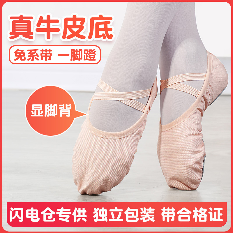 Dance Shoes for Children, Girls, Soft Sole, Flesh-Colored Pink, No Laces, Chinese Dance, Cat Paw Ballet