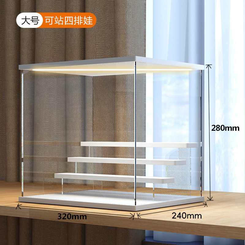 Caja ciega soporte de exhibición de almacenamiento burbuja Caja de exhibición de luz mate a prueba de polvo caja de almacenamiento de acrílico transparente hecha a mano