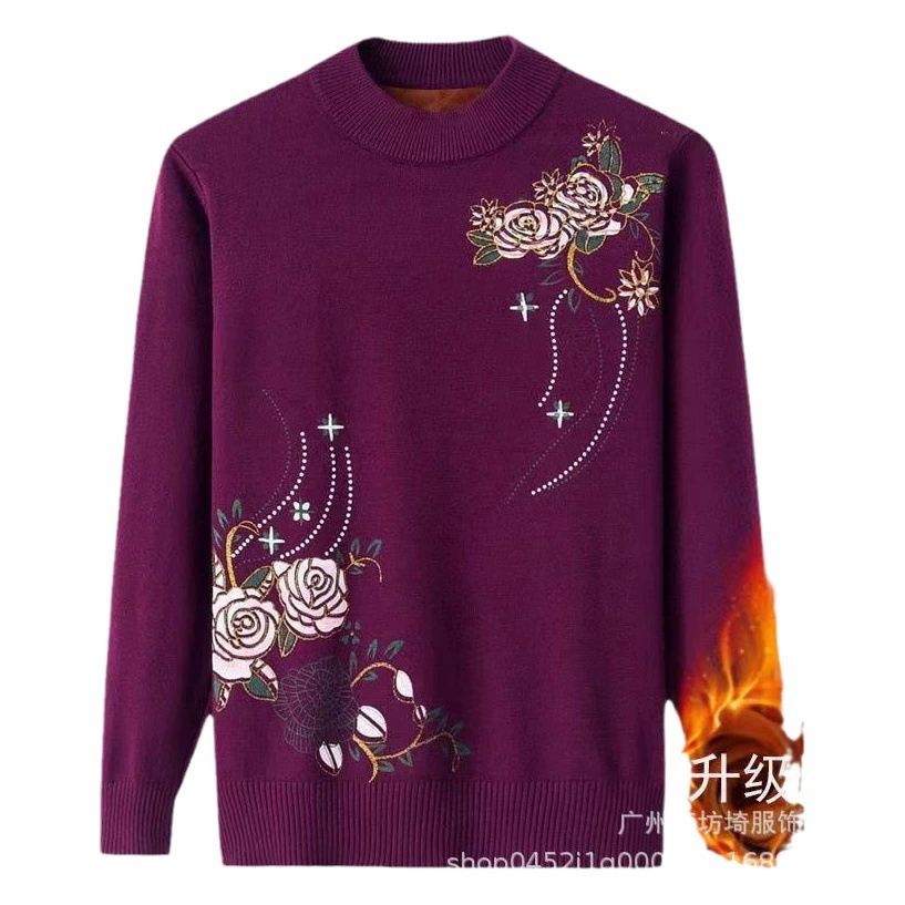 Женский флисовый свитер 2025 года для мам, весенне-осенний, для женщин среднего и старшего возраста, оптом от производителя, с длинным рукавом