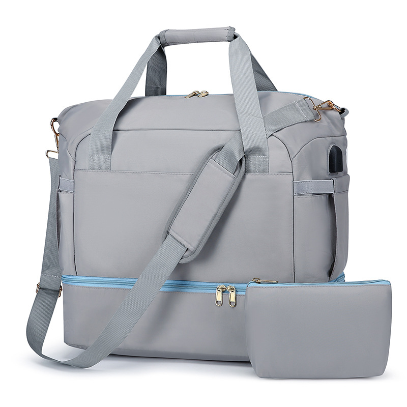 Bolsa de viaje inclinada de gran capacidad de almacenamiento de zapatos independiente separación seca y húmeda bolsa de equipaje gruesa tela de nylon bolsa madre mayorista