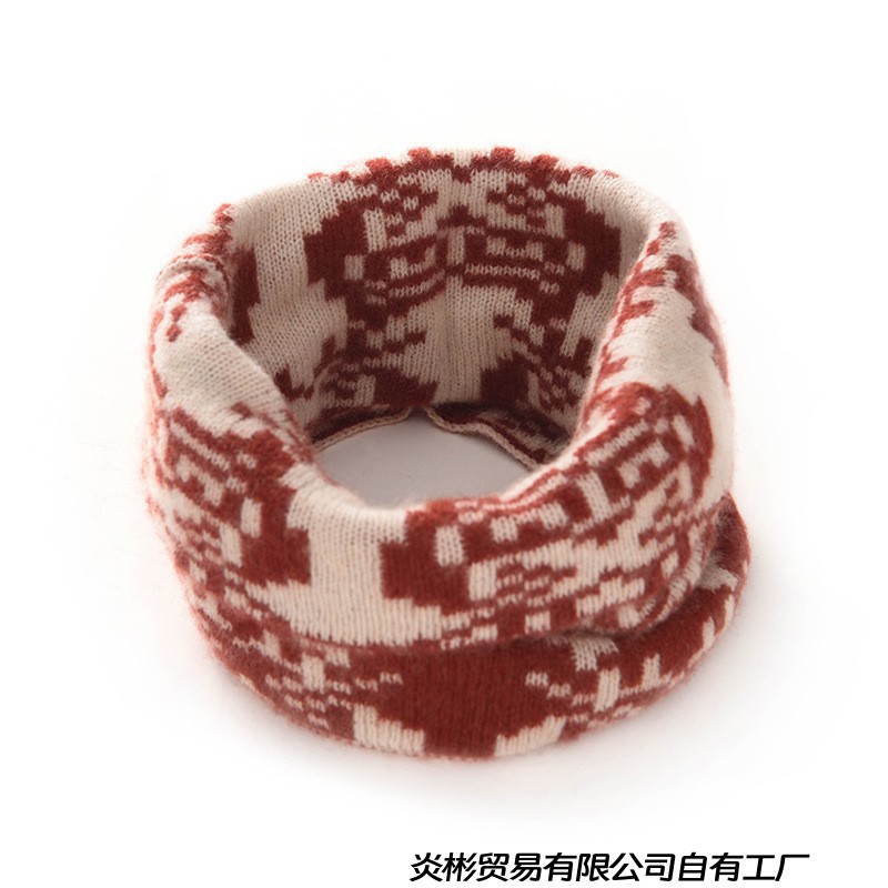 Wholesale cross-border autumn and winter new warm knitted cashmere scarf with jacquard neck warmer, unisex, versatile and comfortable