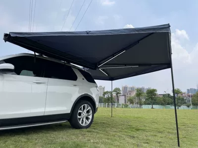270 ° Fan-Shaped Car Side Tent for Outdoor Camping, Sunshade, Waterproof Oxford Cloth, Led Light Strip, Car Canopy Wholesale (Avtomobil dam çadırları) - 270-degree-car-side-tent-single-color-regular-style-radius-2m