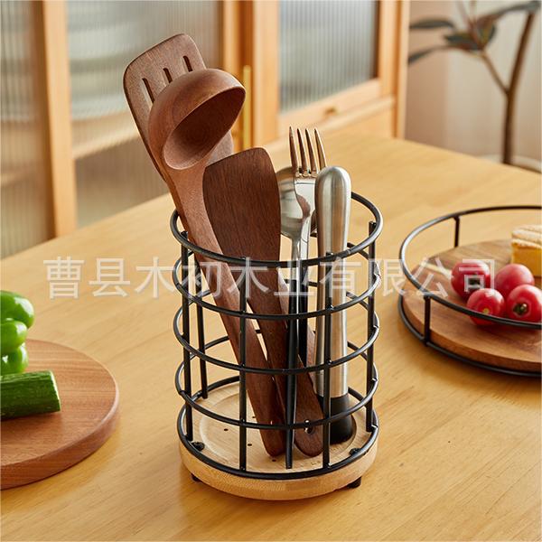 Soporte de pared para cucharas y palillos con drenaje multifuncional