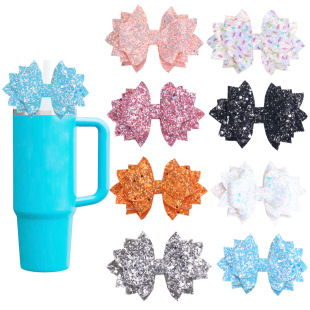 Europe and the United States to collapse the new dyi Glitt flash cloth leather bow cup straw leather buckle accessories