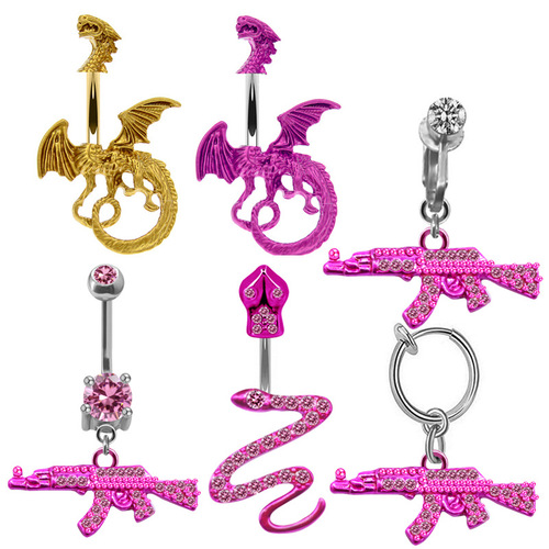 Gaibei European and American cross-border dragon navel ring bat navel ring pistol snake-shaped piercing navel ring navel nail nail