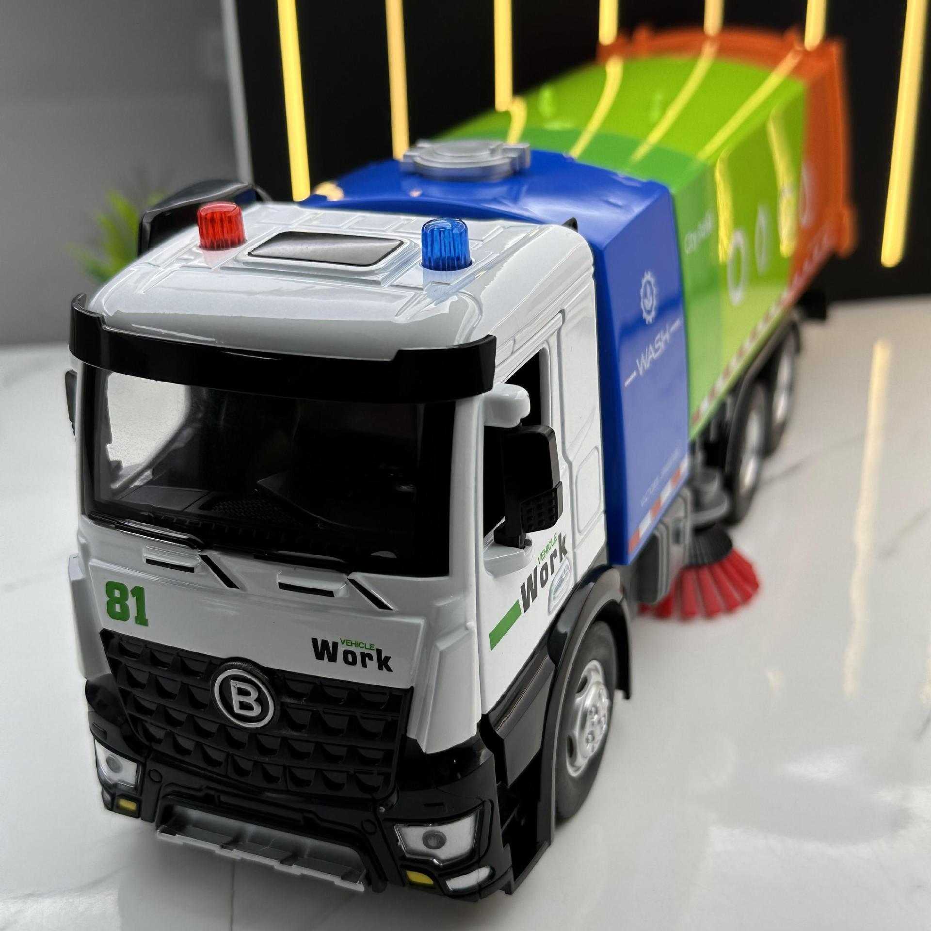 Jiadu aleación coche modelo 1:24 rociadores barrido saneamiento ingeniería vehículo inercia sonido y luz modelo de coche de juguete para niños
